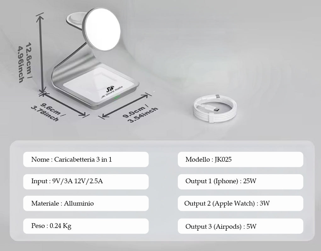 Caricabatterie: 3 in 1